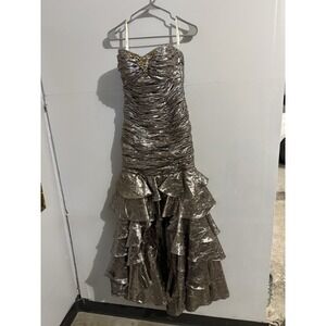 Vintage Tiffany Designs 80s Metallic High Low Prom Dress‎ Size 6
